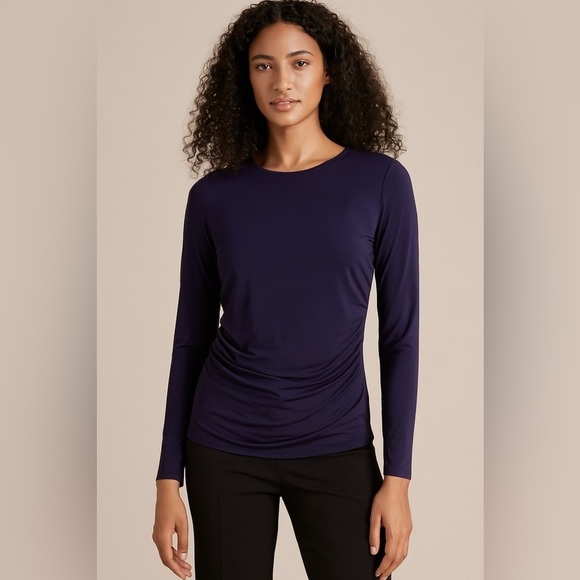 Theory Long-sleeve Travel Jersey Ruched Top Size Medium NWT - Picture 1 of 5